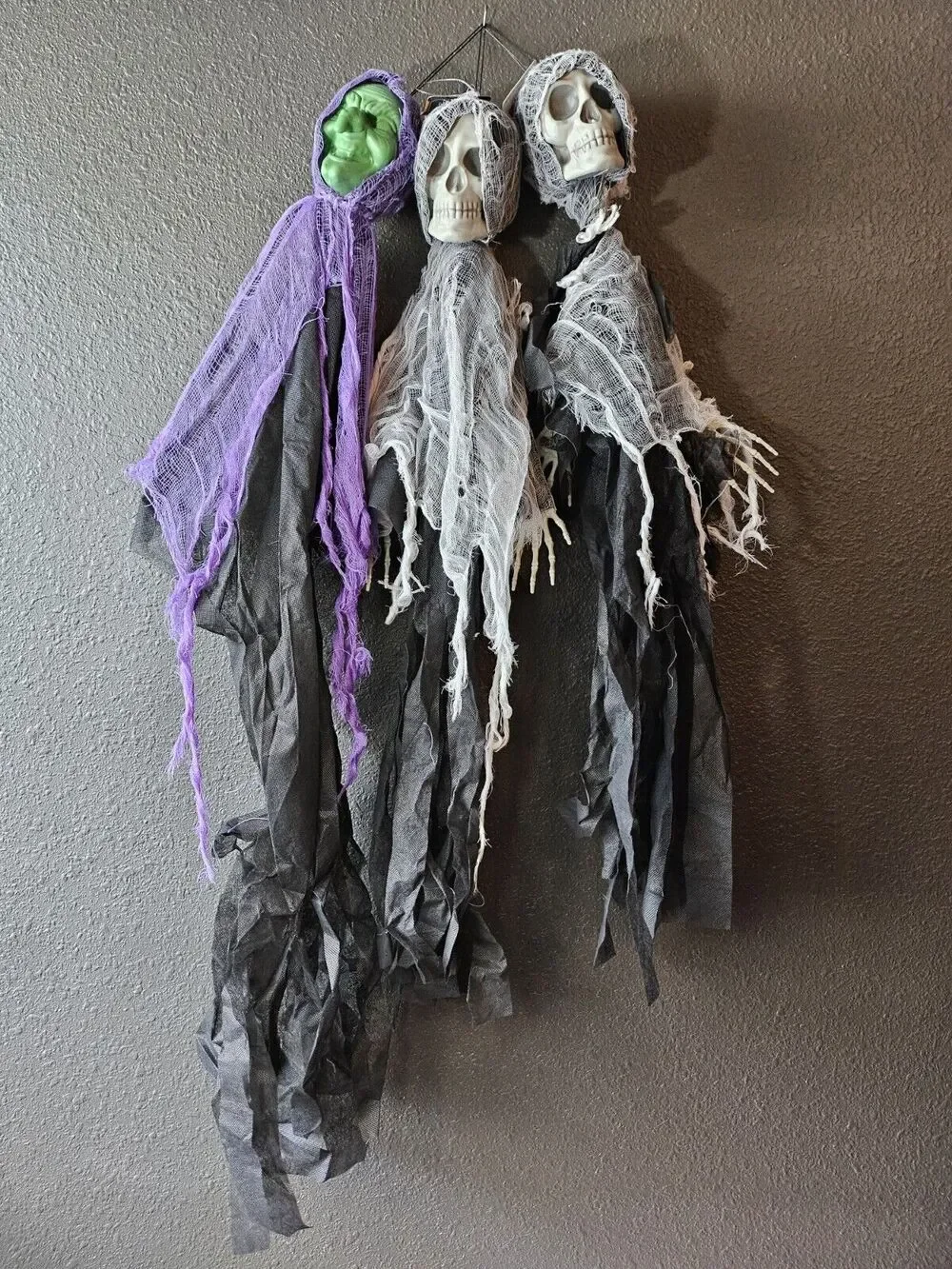 3 Halloween Hanging Witch Ghoul Skeleton Prop Decor Outside Inside